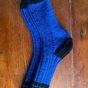 Child’s Ribbed Socks in Blue and Black foot length 7-8in